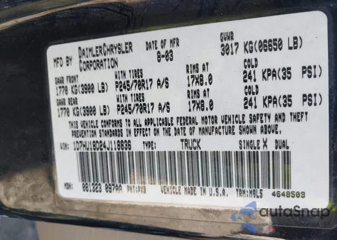 2004 Dodge Ram 1500 Slt/Laramie z USA, uszkodzony, nr VIN 1D7HU18D24J118836